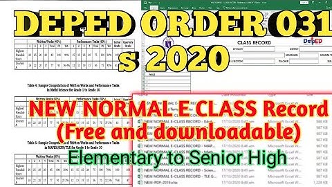 DEPED ORDER NO 031 S. 2020 ( FREE AND EDITABLE E-CLASS RECORD 2020) | TEACHER ARCI_14