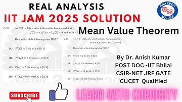 IIT JAM 2025 Real Analysis solution || Mean value theorem || Que-37,38