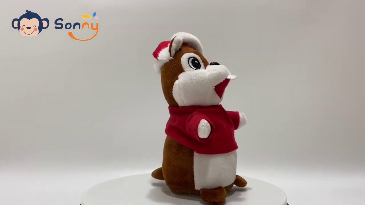 0351MJR-19 Voice recording & repeating and shaking plush chipmunk toy