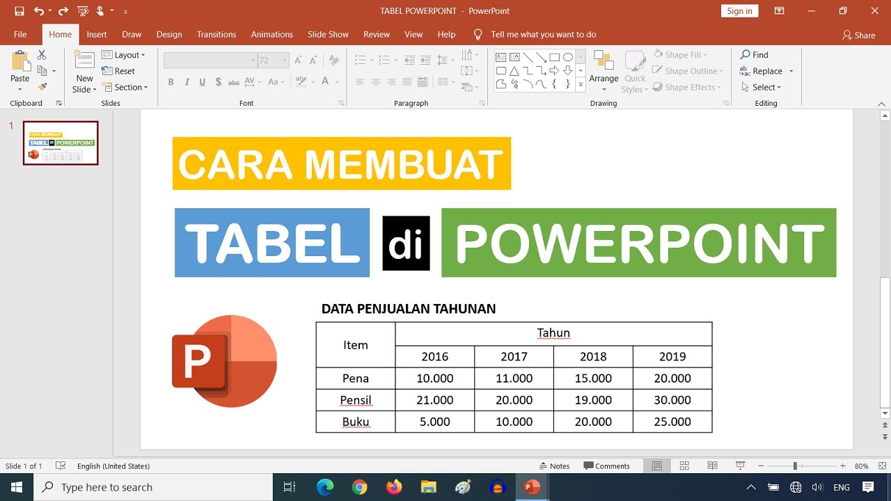 Cara Membuat Tabel di PowerPoint | Tutorial Powerpoint Bahasa Indonesia -  YouTube