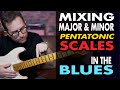 Ideas for mixing the major & minor pentatonic scales. Play this blues by yourself on guitar - EP437