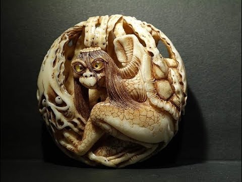 Ryusa Manju Netsuke of a Kappa by Natasha Popova - YouTube