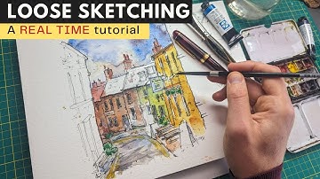 Zelfstudie voor schetsen met losse inkt en waterverf - een stapsgewijze handleiding in realtime