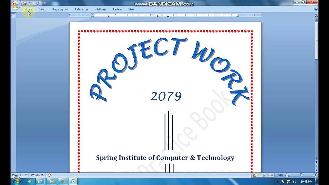 PartI Project Work/ Cover page design in MS word/MS Word Design/ START