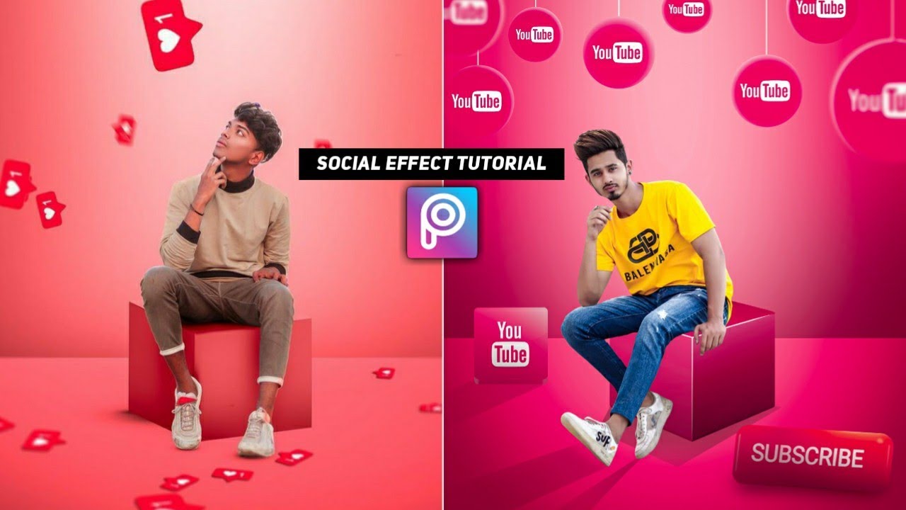 Social Media Effect | PicsArt Tutorial | YouTube Concept Photo Editing ...