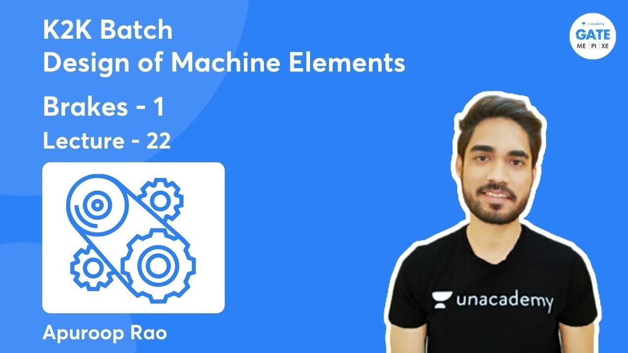L: 22 | Brakes - 1 |  Design of Machine Elements | Apuroop Rao | GATE 2022