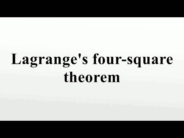 PDF) Extended Lagrange's four-square theorem