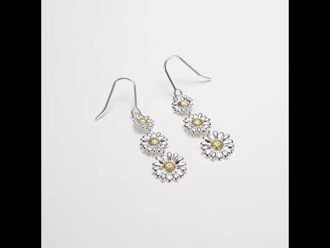 Triple Daisy Drop Earrings by Philip Jones