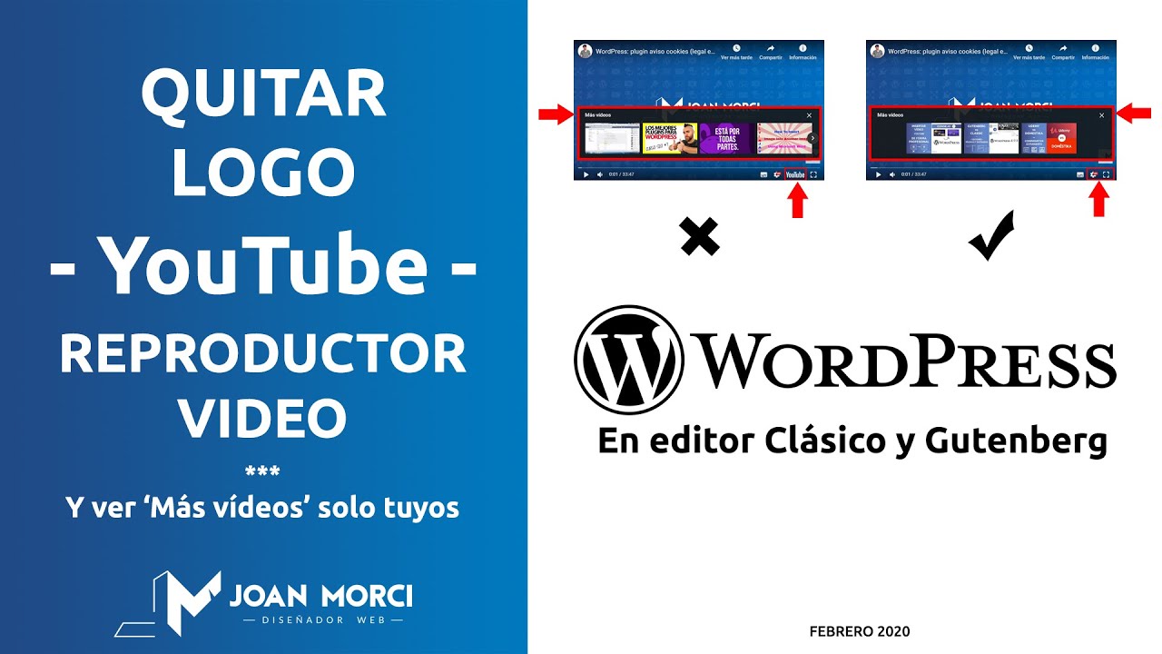 WordPress: quitar logo YouTube en reproductor vídeo - YouTube