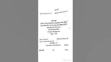 Financial Management Second Sem Exam Paper, 2022 #barkatullah_university #mba #financialmanagement
