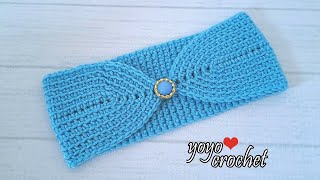 كروشية بندانة - ربطة شعر سهلة للمبتدئين / تكرار سطر واحد فقط !!!- Crochet Head band
