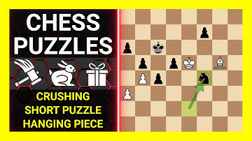 Chess Puzzles to Practice. Themes: Crushing, Short puzzle, Hanging piece. Learn Chess