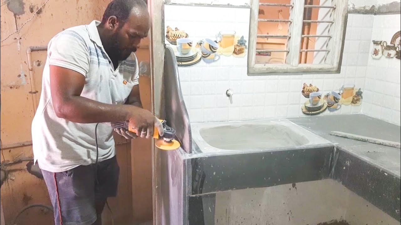 Kitchen countertop granite installation and polish | kitchen Cooking table | Sree Hari Constructions