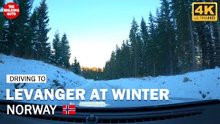 Driving to Levanger, Norway winter landscape 2021 [4K UHD]