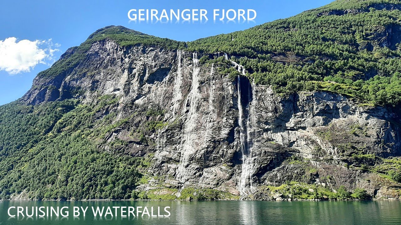 Geiranger Norway - Cruise ship passage through the fjord - Seven sisters waterfalls part 2