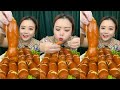 Asmr mukbang  black bean fire noodle  pork park  spicy octopus spam fried dumpling eating