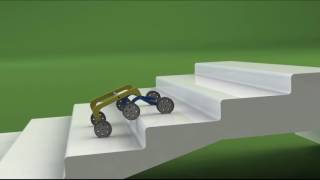 rocker bogie mechanism concept, stair climbing robot,animation, using solidworks motion study,