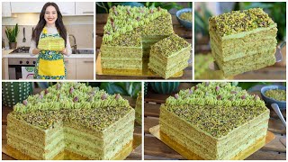 قاتو طبقات الفستق الفاخرة لجميع المناسبات تذوب في الفم بكريمة أكثر من روعة😍💚Gâteau russe pistache