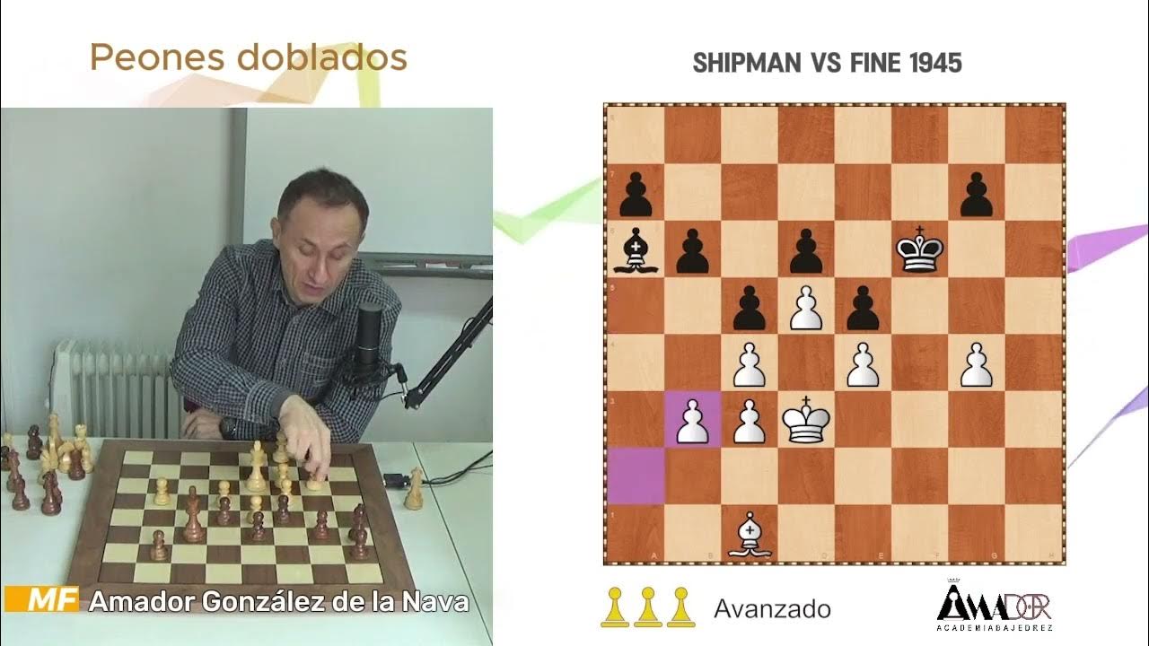 Peones doblados. Nivel avanzado. Partida entre Shipman vs Fine 1945