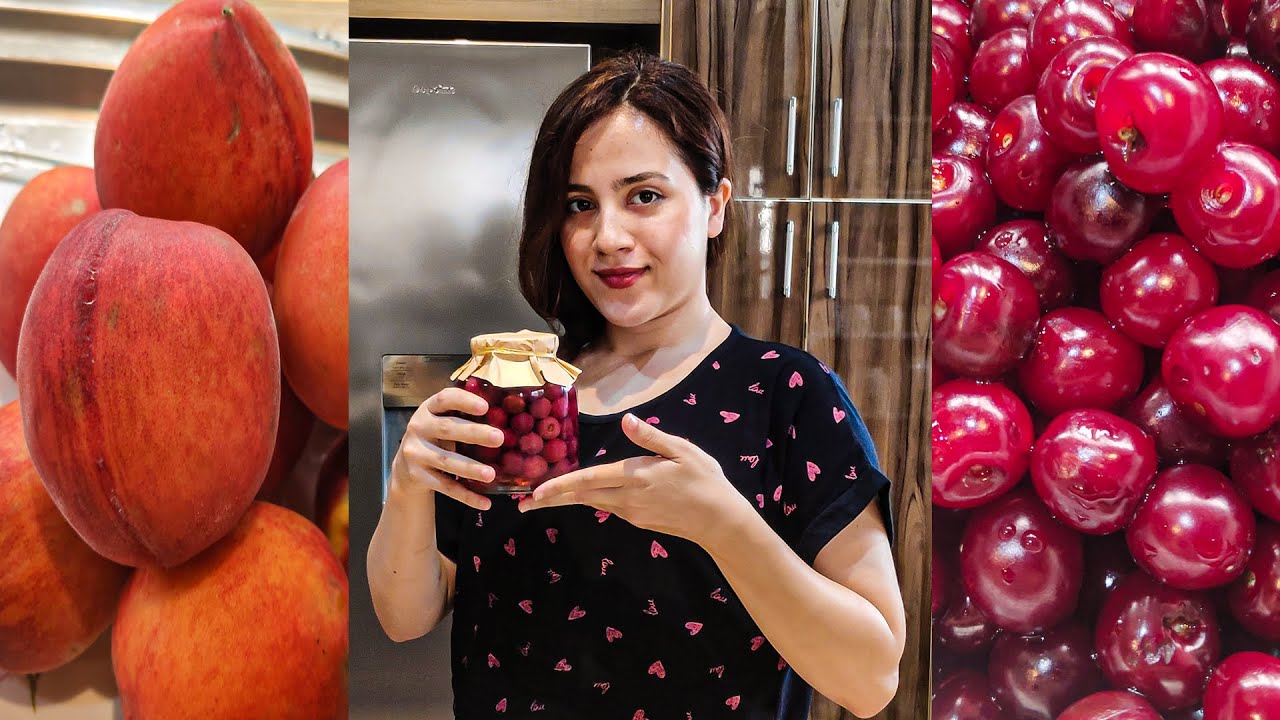 How to make sour cherry & peach compote!!! YouTube