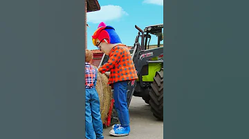 الاطفال يد عون أنهم يلعبون يقوم الأطفال بإطعام حيوانات المزرعة Kidibli Shorts 