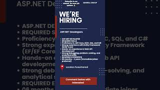 🔥 Hiring ASP.NET Developer in pune 6 months -2 years exp #shorts #fresher #itjobs2025 #techjobs