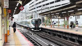横浜駅7番線に特急踊り子8号としてE257系NA-08編成が入線〜停車するシーン　#鉄道 #電車 #e257系2000番台 #特急 #撮り鉄 #jr東日本 