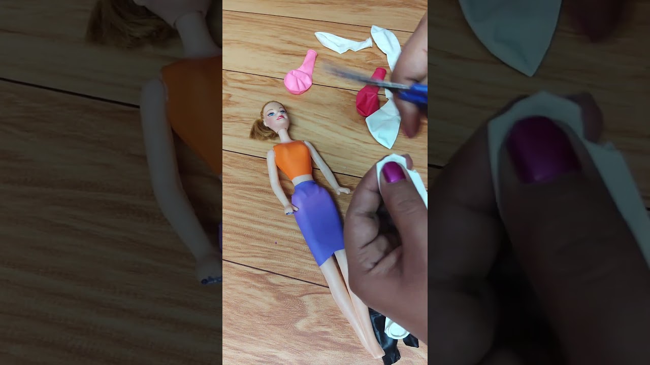 DIY doll dress| Doll black and white dress of balloon |balloon dress 