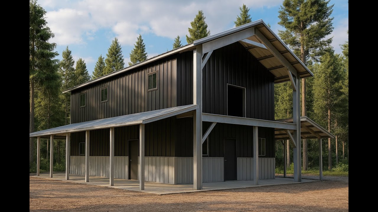 Epic 34x55 Gable Roof Barndominium Kit [Double Lean-To]