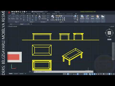 2-Autocad'de Orta Sehpası çizimi 2/3 (flatshot ile görünüş çıkarma) (furniture project drawing)