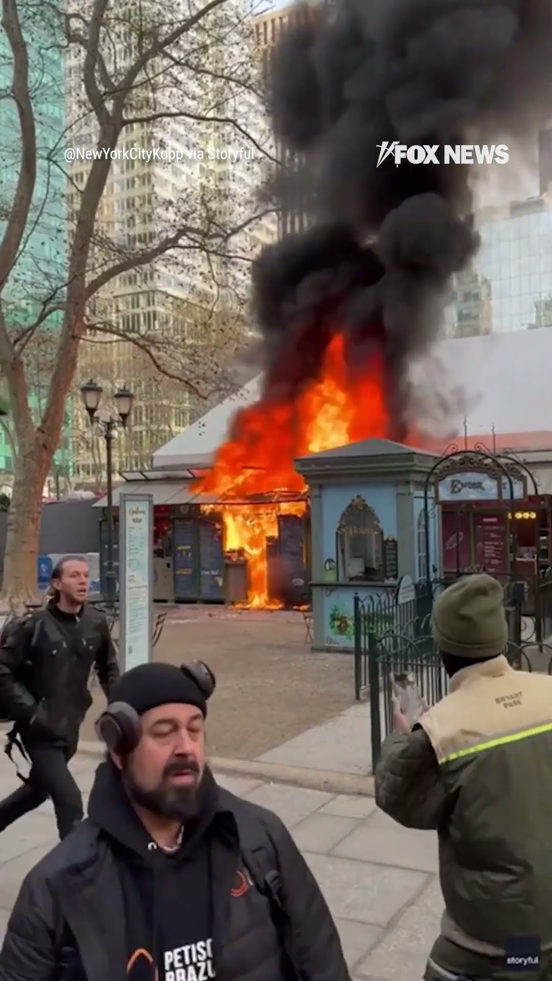 A fire broke out in NYC, destroying several artisan stands and sparking an evacuation.