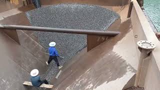 Amazing work - 2000 crushed rock is being loaded onto the dock