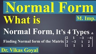 Normal Form of a Matrix in Hindi (M.Imp) | Linear Algebra | Engineering Mathematics