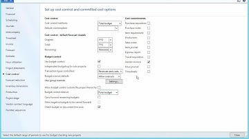 Setting Up Budget Control Parameters In Project Accounting D365 | AX 2012 | AX7