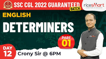 Determiners - Class 1 | English Grammar for SSC CGL | By Crony Sir | SSC CGL Free Classes 2022
