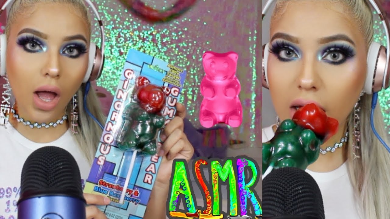 GIANT GUMMY BEAR ASMR STICKY, CHEWY SOUNDS YouTube