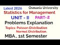 Statistics for Management | UNIT 2 Problems Explanation | MBA 1st Semester | Osmania University