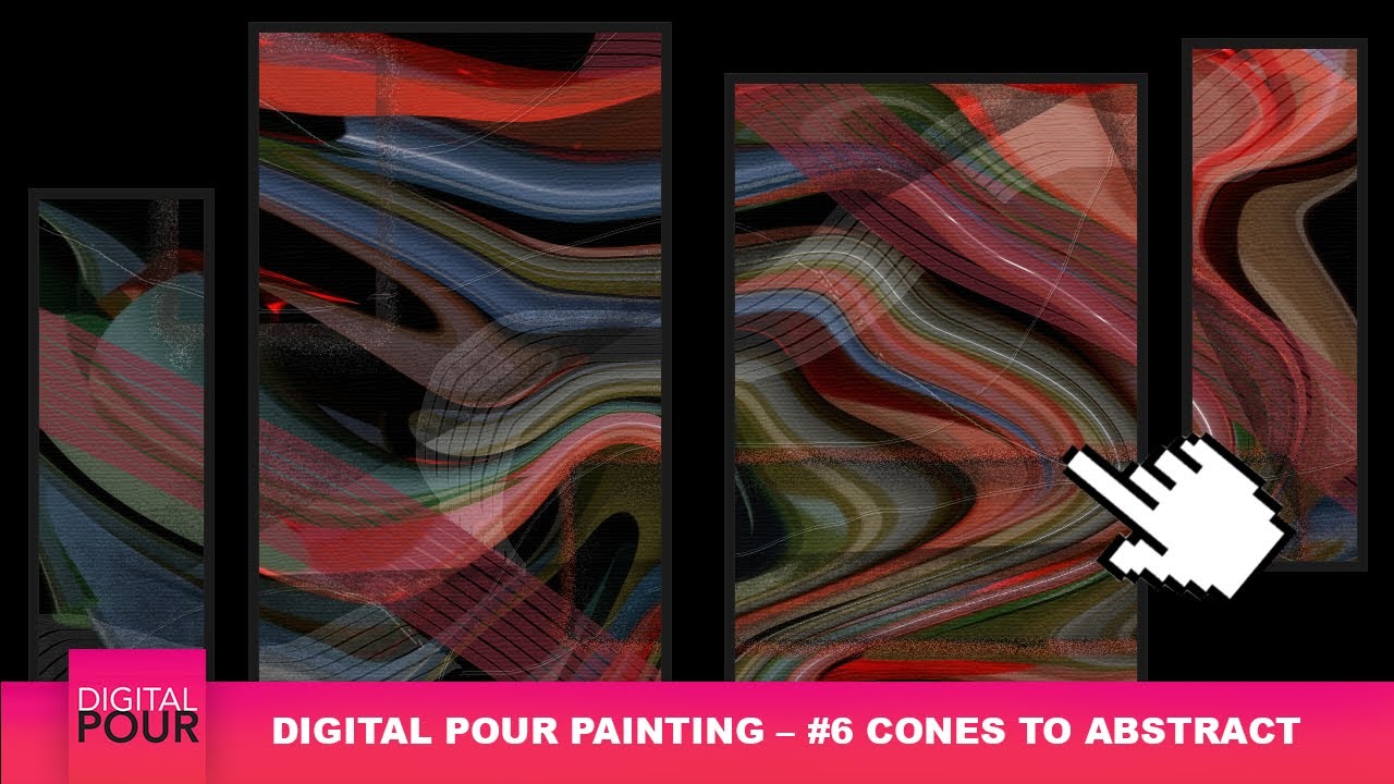 ABSTRACT PAINTING DEMO / DAILY ABSTRACT PAINTING / DIGITAL POUR #6 / CLEAR CONES TO ABSTRACT