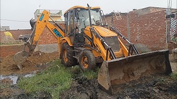JCB 3DX plus working loader Mahindra Arjun tractor dumper mitti loading video