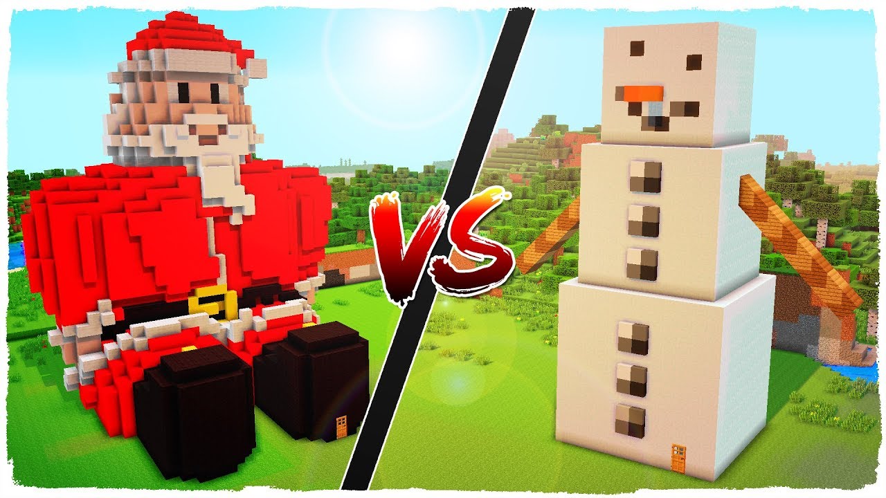 minecraft mods 1.10.2 SANTA CLAUS house vs christmas SNOWMAN house - MINECRAFT