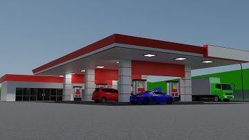 3D Modeling Blender Low Poly Gas Station