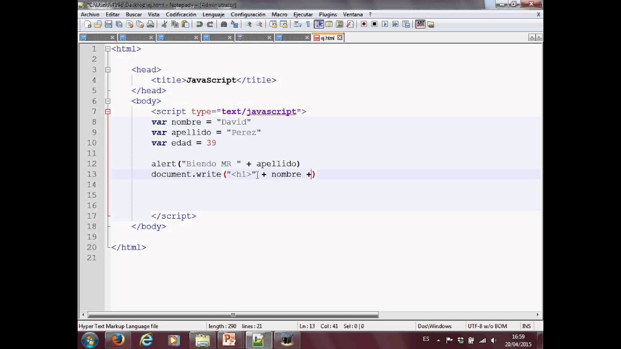Mi primer script JavaScript - YouTube