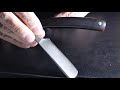 Заточка опасной бритвы из дамасской стали мастера Вячеслава Коннова straight razor sharpening