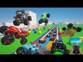 Crazy Cars Race Monster Trucks McQueen VS Jackson Storm Mater The King Miss Fritter Cruz & Friends