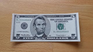 [4K] 5 US Dollar Banknote Series 1999