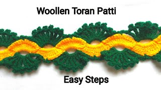 Woollen Toran patti | Pattern design | DIY how to crochet new Woolen door border | Gate parda patti