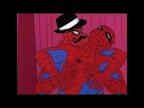 3 Spidermans Pointing at Each Other<br/>