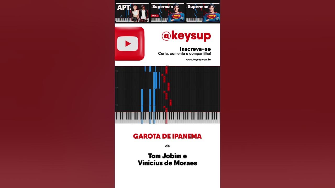Garota de Ipanema de Tom Jobim e Vinicius de Moraes | INICIANTE Piano Tutorial  #piano