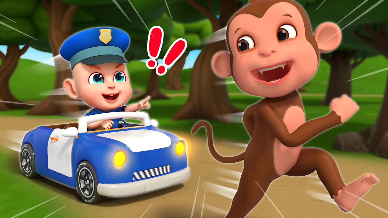 Police Rob Chases the Little Monkey 🐵🚓 | Police Song | Rosoo Nursery Rhymes & Kids Songs