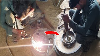 Rebuilding Doosan Excavator Track Front Idler Wheel at Local Workshop | Repair Excavator Front Idler